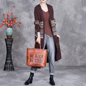 Ethnic Printed Knitting Cashmere Cardigan