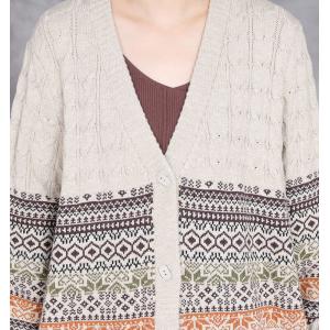 Ethnic Printed Knitting Cashmere Cardigan