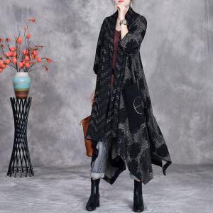 Asymmetrical Designer Black Jacquard Cardigan