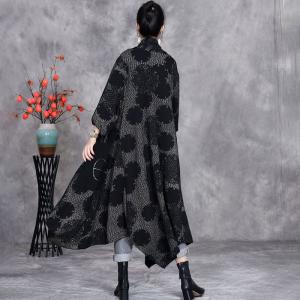 Asymmetrical Designer Black Jacquard Cardigan