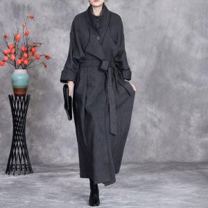 Jacquard Linen Loose Business Tied Trench Coat