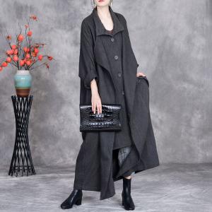 Jacquard Linen Loose Business Tied Trench Coat