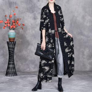 Office Elegant Printed Loose Fall Cardigan
