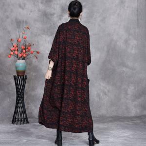 Office Elegant Printed Loose Fall Cardigan