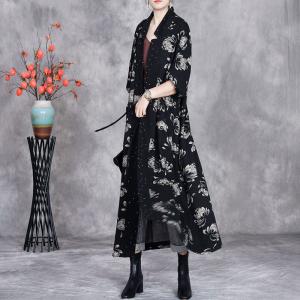 Office Elegant Printed Loose Fall Cardigan
