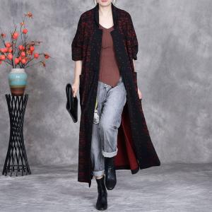 Office Elegant Printed Loose Fall Cardigan