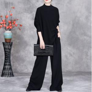 Side Tied Pullover Sweater with Long Wide Leg Pants