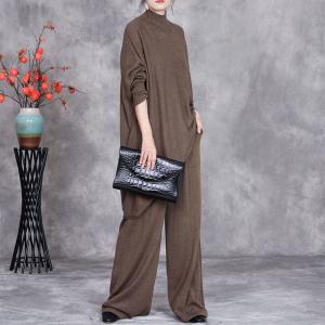 Side Tied Pullover Sweater with Long Wide Leg Pants