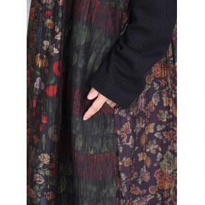 Flowers Patchwork Printed Turtleneck Dress