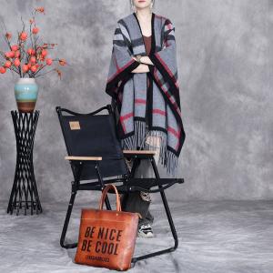 Classic Tassel Wool Blend Gingham Cape