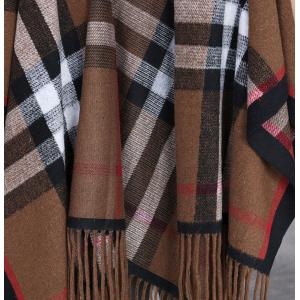 Classic Tassel Wool Blend Gingham Cape