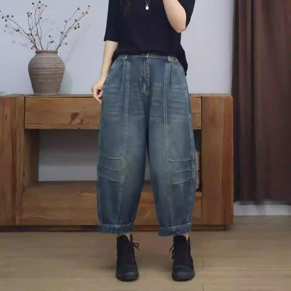 Baggy-Fit Stone Wash High Rise Jeans