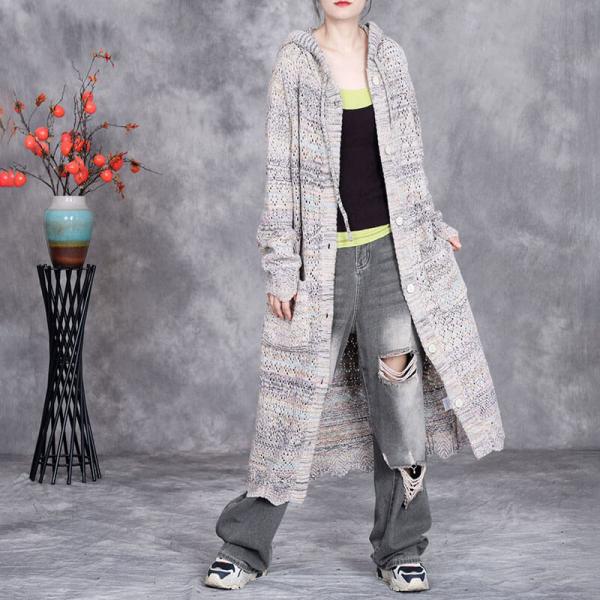 Crochet Knitting Hooded Oversized Cardigan