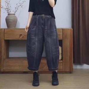 Baggy-Fit Stone Wash High Rise Jeans