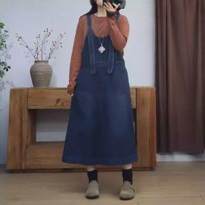 Street Style High Waist A-Line Overall Dress