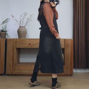 Street Style High Waist A-Line Overall Dress