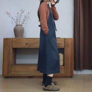 Street Style High Waist A-Line Overall Dress