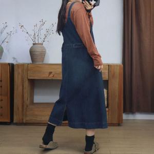 Street Style High Waist A-Line Overall Dress