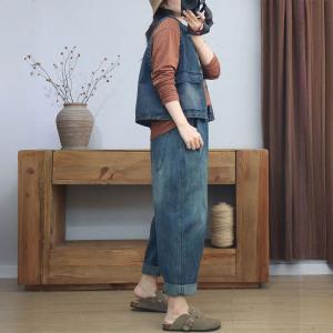 Flap Pocket Patchwork Denim Waistcoat