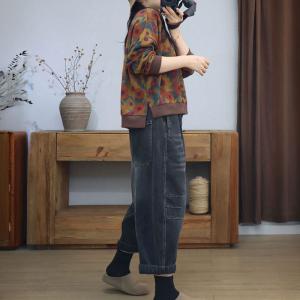 Casual Style Floral Cotton Sweatshirt