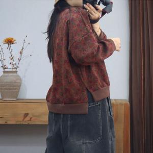 Casual Style Floral Cotton Sweatshirt