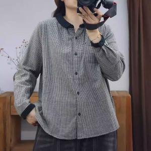 BF Style Long Sleeves Cotton Plaid Ladies Shirt