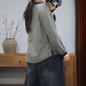 BF Style Long Sleeves Cotton Plaid Ladies Shirt