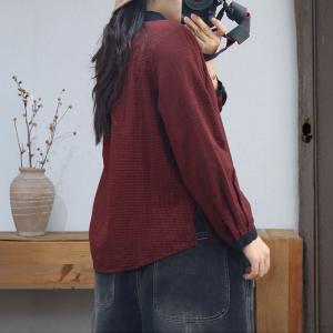 BF Style Long Sleeves Cotton Plaid Ladies Shirt