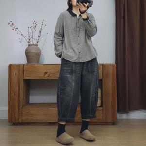 BF Style Long Sleeves Cotton Plaid Ladies Shirt