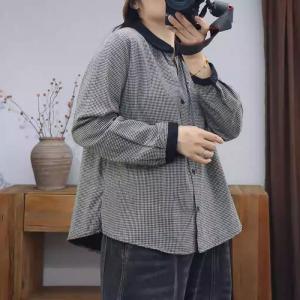 BF Style Long Sleeves Cotton Plaid Ladies Shirt