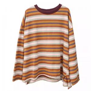 Colorful Striped Long Sleeves Cotton Casual Sweatshirt