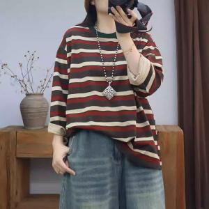 Cotton Lazy Day Horizontal Stripes Sweatshirt