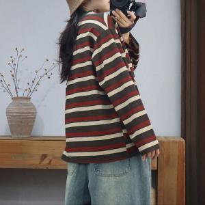 Cotton Lazy Day Horizontal Stripes Sweatshirt