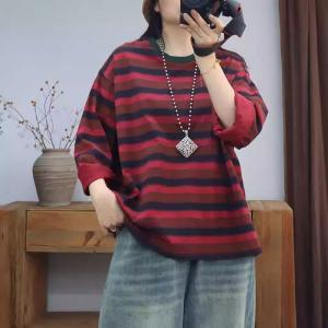 Cotton Lazy Day Horizontal Stripes Sweatshirt