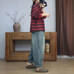 Cotton Lazy Day Horizontal Stripes Sweatshirt