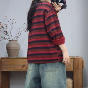 Cotton Lazy Day Horizontal Stripes Sweatshirt