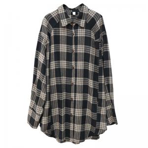 Polo Neck Puff Sleeves Midi Gingham Shacket