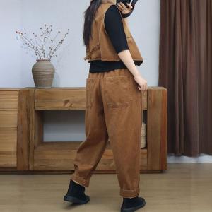 V-Neck Short Waistcoat with Corduroy Pants Sets