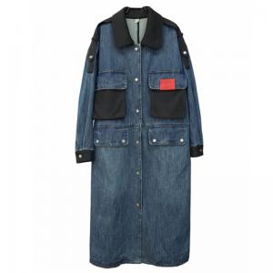 Pockets Decorations Loose Denim H-Shaped Coat