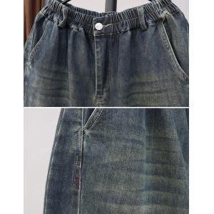 Faded Denim Dark Bleached Baggy Barrel Jeans