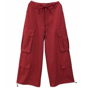Side Pockets Drawstring Waist Cotton Wide Leg Cargo Pants