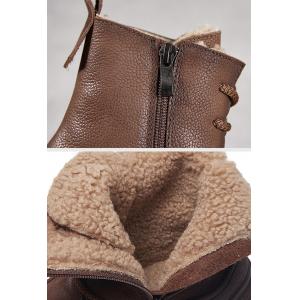 Lace Up Side Zip Fleeced Wedge Desert Boots