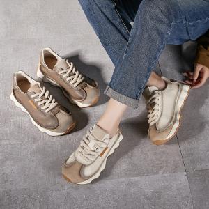 Retro Chunky Sneakers Casual Leather Platform Running Shoes