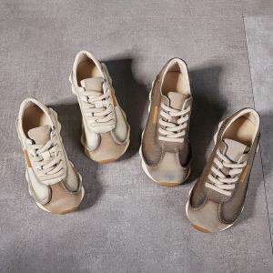 Retro Chunky Sneakers Casual Leather Platform Running Shoes