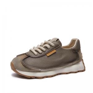 Retro Chunky Sneakers Casual Leather Platform Running Shoes