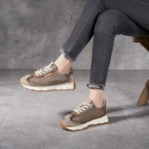 Retro Chunky Sneakers Casual Leather Platform Running Shoes