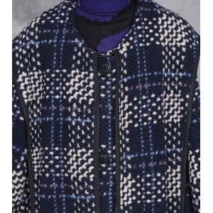Winter Blue Checkered Wool Coat with Scarf