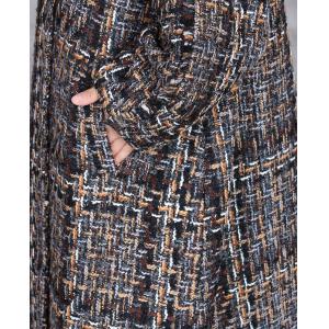 Wide Lapel Wool Knitted Tweed Coat for Senior Women