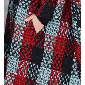 Plus Size Short Red Gingham Cape Coat