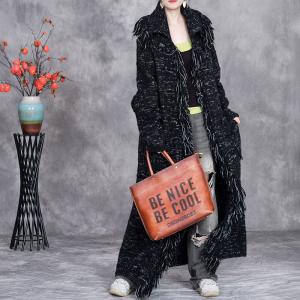 Fringed Edge Elegant Cashmere Tied Robe Coat